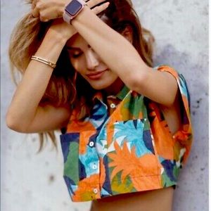 Zara Cropped Print Shirt